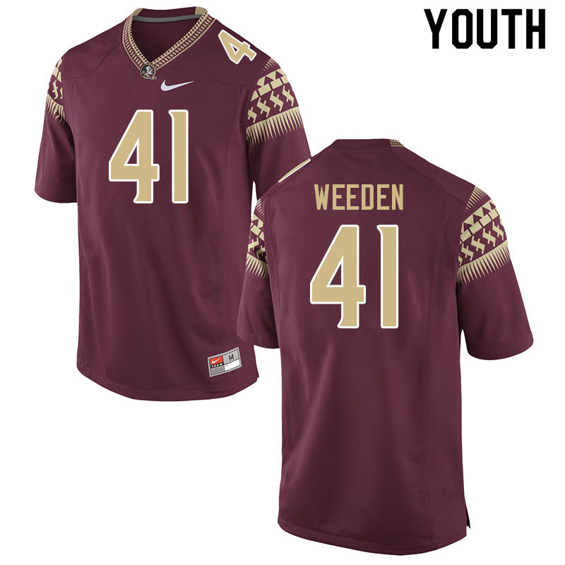 Youth #41 Anthony Weeden Florida State Seminoles College Football Jerseys Sale-Garnet - Click Image to Close